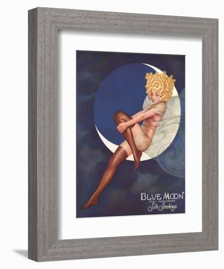 Blue Moon Silk stockings, Womens Glamour Pin-Ups Nylons Hosiery, USA, 1920-null-Framed Giclee Print