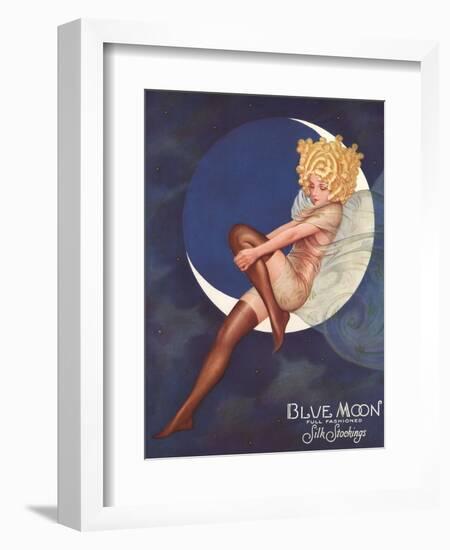 Blue Moon Silk stockings, Womens Glamour Pin-Ups Nylons Hosiery, USA, 1920-null-Framed Giclee Print