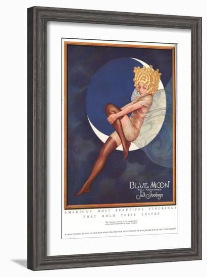 Blue Moon Silk stockings, Womens Glamour Pin-Ups Nylons Hosiery, USA, 1920-null-Framed Giclee Print