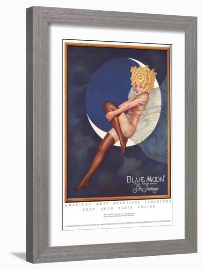 Blue Moon Silk stockings, Womens Glamour Pin-Ups Nylons Hosiery, USA, 1920-null-Framed Giclee Print
