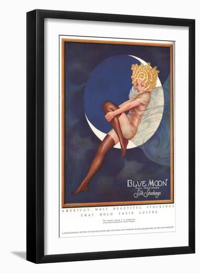 Blue Moon Silk stockings, Womens Glamour Pin-Ups Nylons Hosiery, USA, 1920-null-Framed Giclee Print