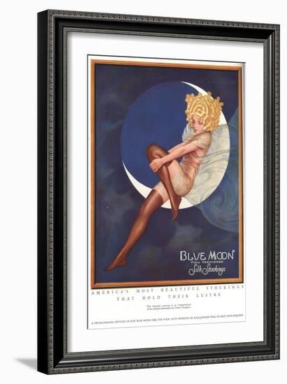 Blue Moon Silk stockings, Womens Glamour Pin-Ups Nylons Hosiery, USA, 1920-null-Framed Giclee Print