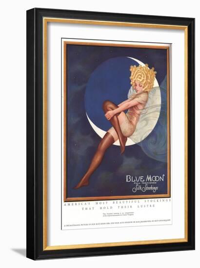 Blue Moon Silk stockings, Womens Glamour Pin-Ups Nylons Hosiery, USA, 1920-null-Framed Giclee Print