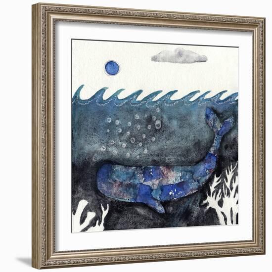 Blue Moon Whale-Wyanne-Framed Giclee Print