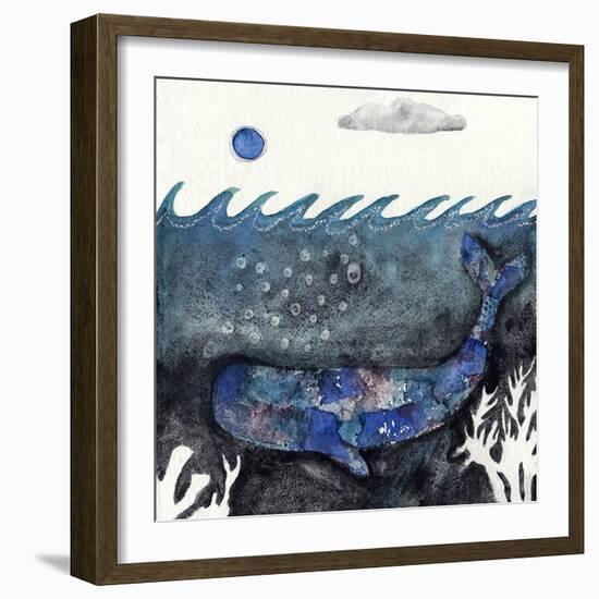 Blue Moon Whale-Wyanne-Framed Giclee Print