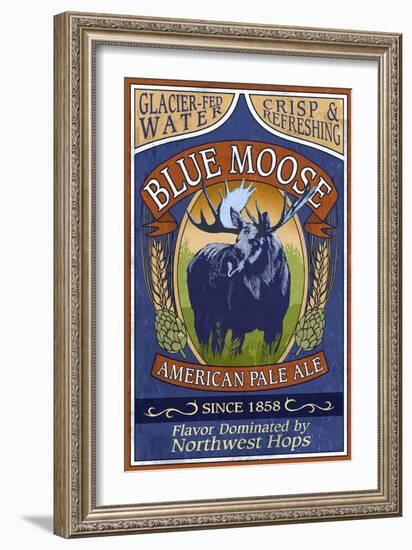 Blue Moose - Northwest Pale Ale-Lantern Press-Framed Art Print