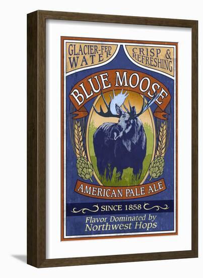 Blue Moose - Northwest Pale Ale-Lantern Press-Framed Art Print