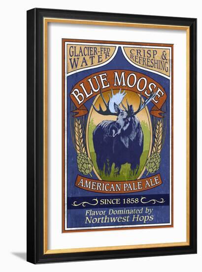 Blue Moose - Northwest Pale Ale-Lantern Press-Framed Art Print