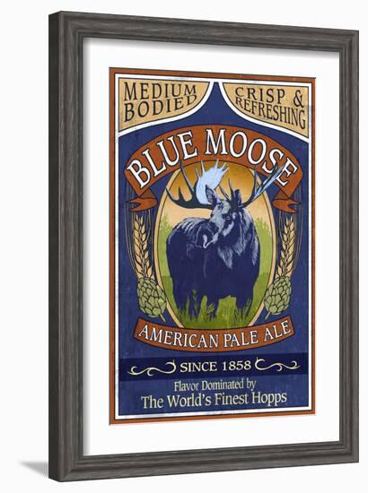 Blue Moose Pale Ale - Vintage Sign-Lantern Press-Framed Art Print