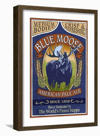 Blue Moose Pale Ale - Vintage Sign-Lantern Press-Framed Art Print