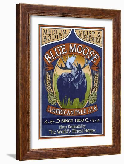 Blue Moose Pale Ale - Vintage Sign-Lantern Press-Framed Art Print