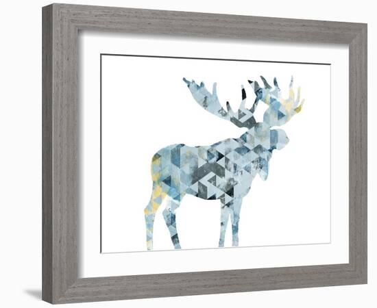 Blue Moose Triangles-OnRei-Framed Art Print