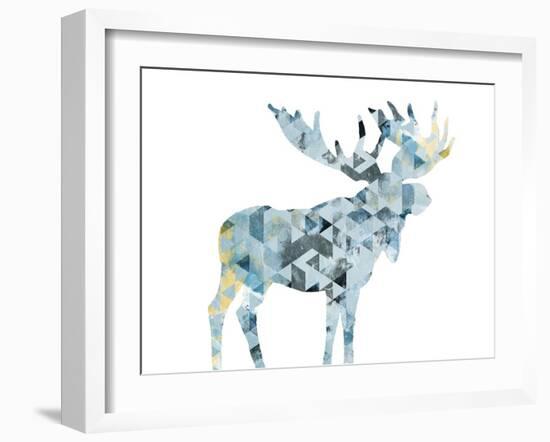 Blue Moose Triangles-OnRei-Framed Art Print