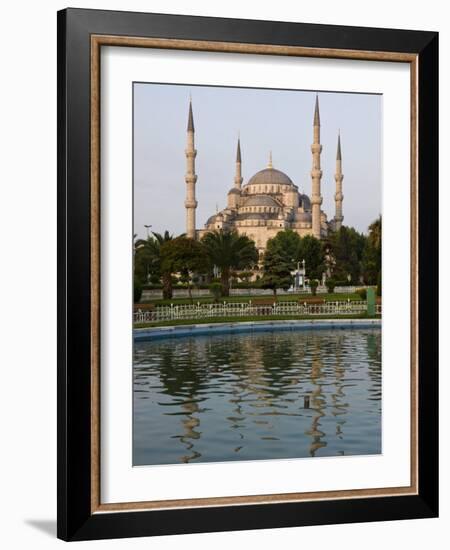 Blue Mosque Reflected in Pond, Sultanahmet Square, Istanbul, Turkey, Europe-Martin Child-Framed Photographic Print