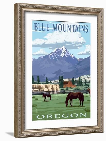 Blue Mountains Scene - Oregon-Lantern Press-Framed Art Print