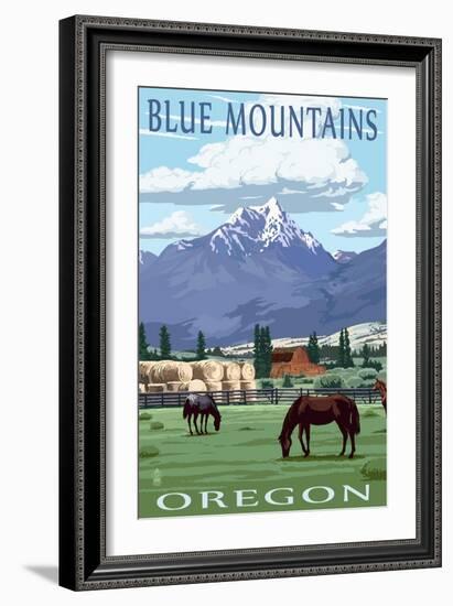 Blue Mountains Scene - Oregon-Lantern Press-Framed Art Print