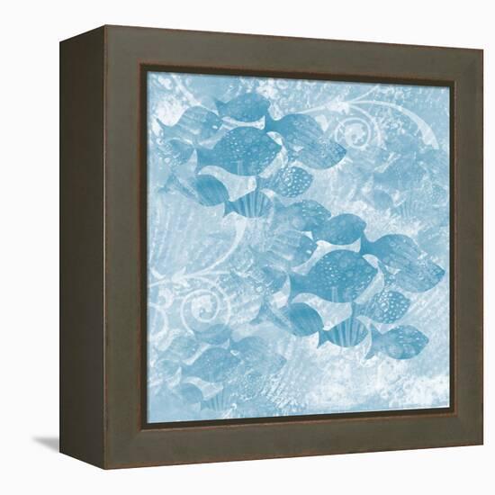 Blue Ocean School of Fish-Bee Sturgis-Framed Stretched Canvas