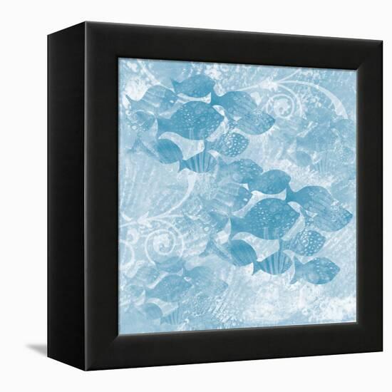 Blue Ocean School of Fish-Bee Sturgis-Framed Stretched Canvas