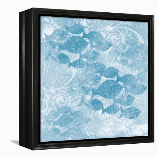 Blue Ocean School of Fish-Bee Sturgis-Framed Stretched Canvas