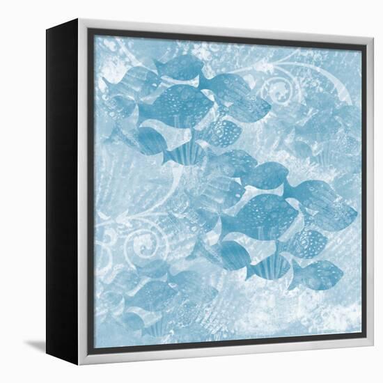 Blue Ocean School of Fish-Bee Sturgis-Framed Stretched Canvas