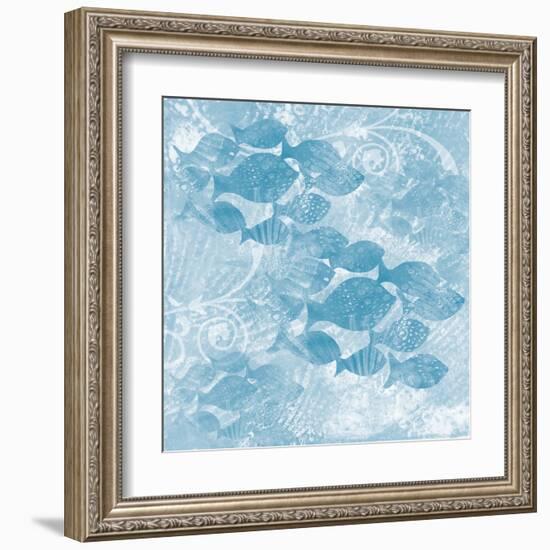 Blue Ocean School of Fish-Bee Sturgis-Framed Art Print