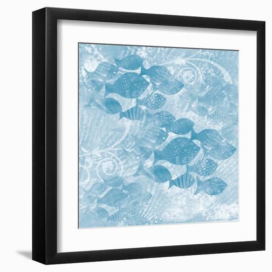 Blue Ocean School of Fish-Bee Sturgis-Framed Art Print