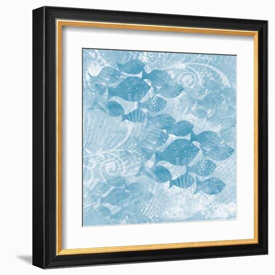 Blue Ocean School of Fish-Bee Sturgis-Framed Art Print