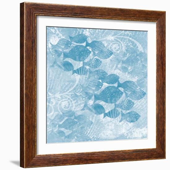 Blue Ocean School of Fish-Bee Sturgis-Framed Art Print
