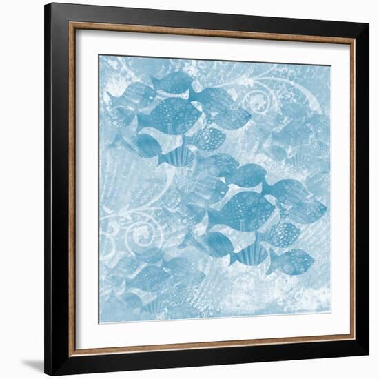 Blue Ocean School of Fish-Bee Sturgis-Framed Art Print