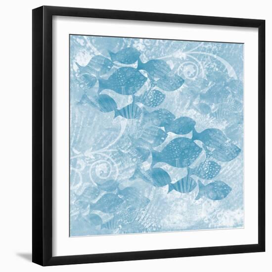 Blue Ocean School of Fish-Bee Sturgis-Framed Art Print