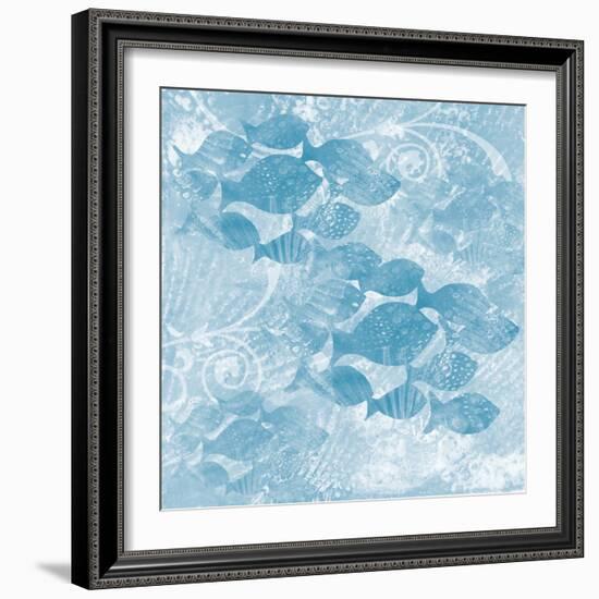 Blue Ocean School of Fish-Bee Sturgis-Framed Art Print