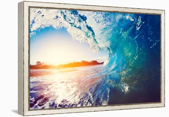 Blue Ocean Wave Crashing at Sunrise-EpicStockMedia-Framed Premier Image Canvas