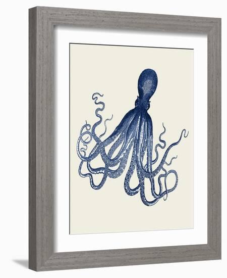 Blue Octopus on Cream e-Fab Funky-Framed Art Print