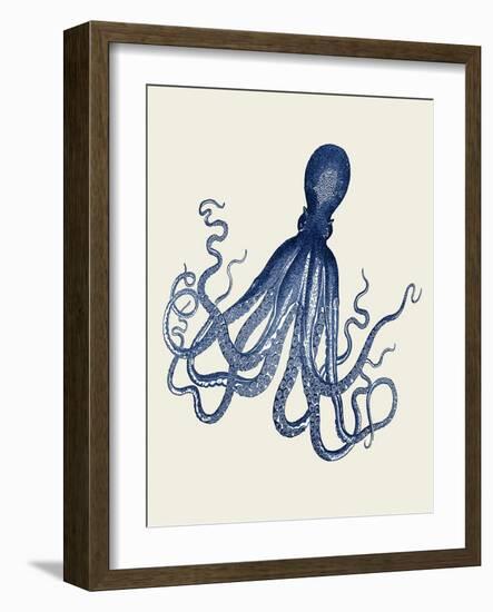 Blue Octopus on Cream e-Fab Funky-Framed Art Print