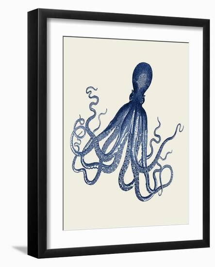 Blue Octopus on Cream e-Fab Funky-Framed Art Print