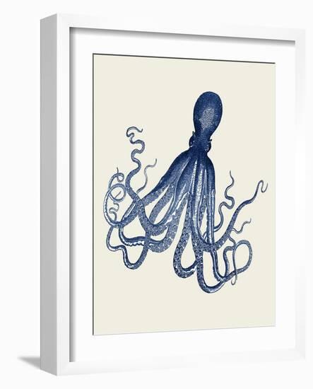 Blue Octopus on Cream e-Fab Funky-Framed Art Print