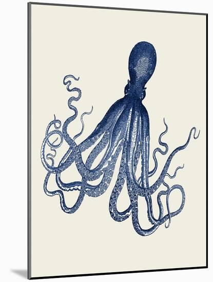 Blue Octopus on Cream e-Fab Funky-Mounted Art Print