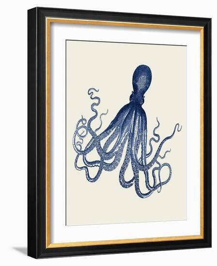 Blue Octopus on Cream e-Fab Funky-Framed Art Print