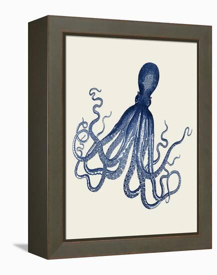 Blue Octopus on Cream e-Fab Funky-Framed Stretched Canvas