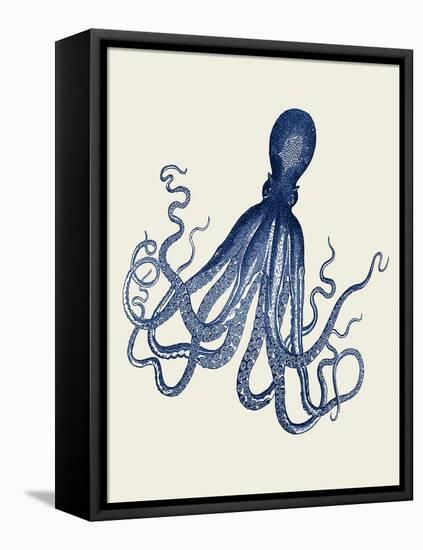 Blue Octopus on Cream e-Fab Funky-Framed Stretched Canvas