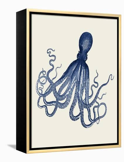 Blue Octopus on Cream e-Fab Funky-Framed Stretched Canvas