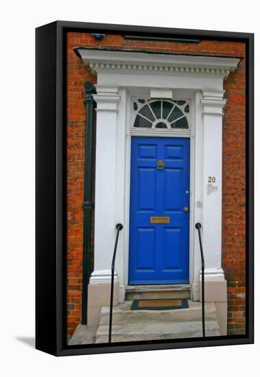 Blue Old Door in Windsor, England-Martina Bleichner-Framed Stretched Canvas