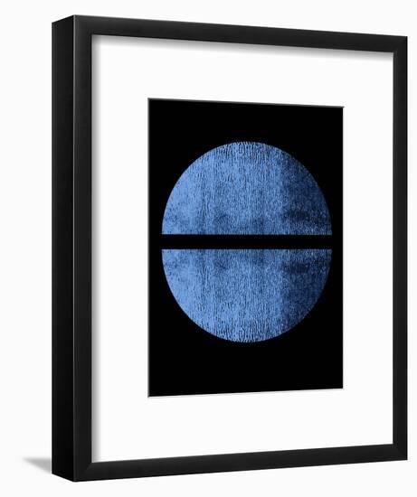 Blue on Black Half Circles-Eline Isaksen-Framed Art Print