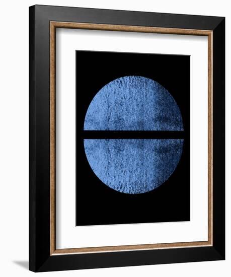 Blue on Black Half Circles-Eline Isaksen-Framed Art Print