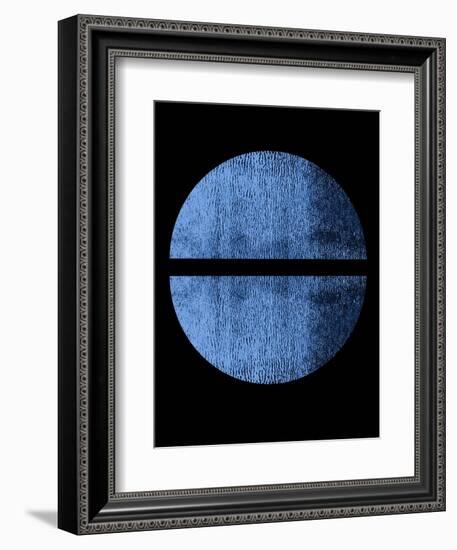 Blue on Black Half Circles-Eline Isaksen-Framed Art Print