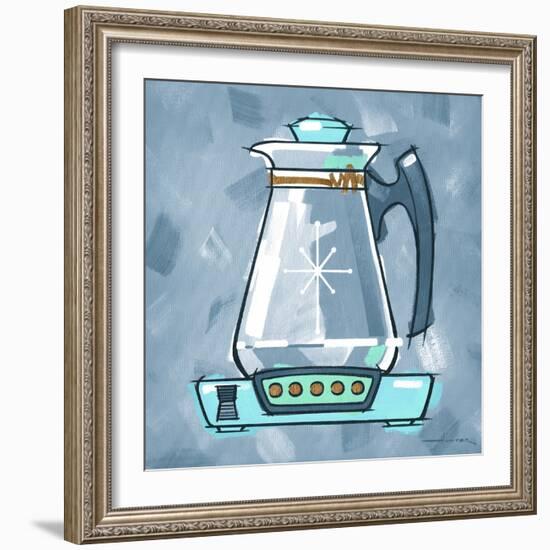 Blue On Blue Coffee Pot-Larry Hunter-Framed Giclee Print