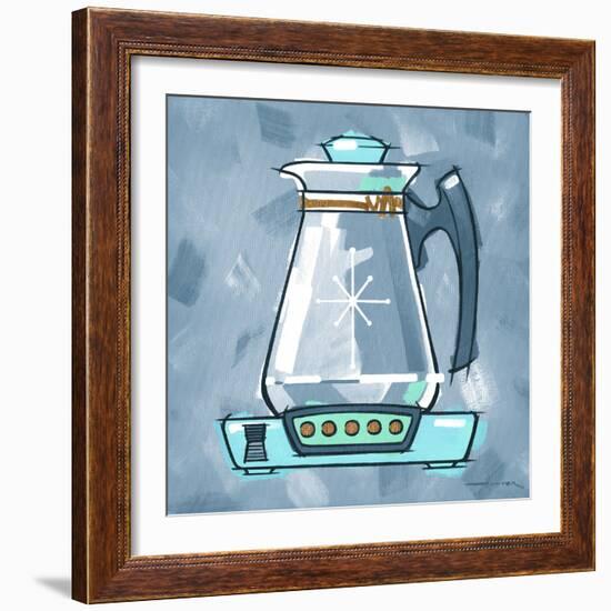 Blue On Blue Coffee Pot-Larry Hunter-Framed Giclee Print