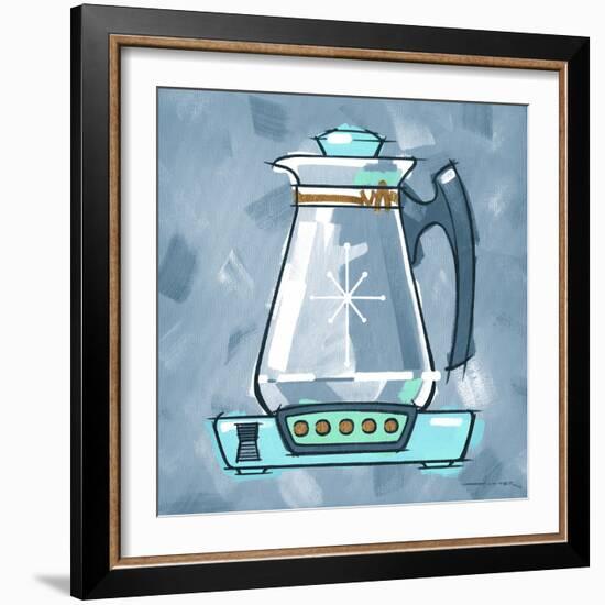 Blue On Blue Coffee Pot-Larry Hunter-Framed Giclee Print