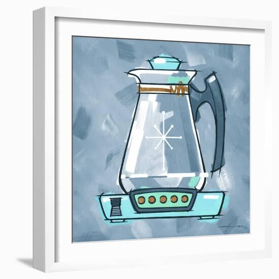 Blue On Blue Coffee Pot-Larry Hunter-Framed Giclee Print