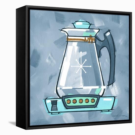 Blue On Blue Coffee Pot-Larry Hunter-Framed Premier Image Canvas